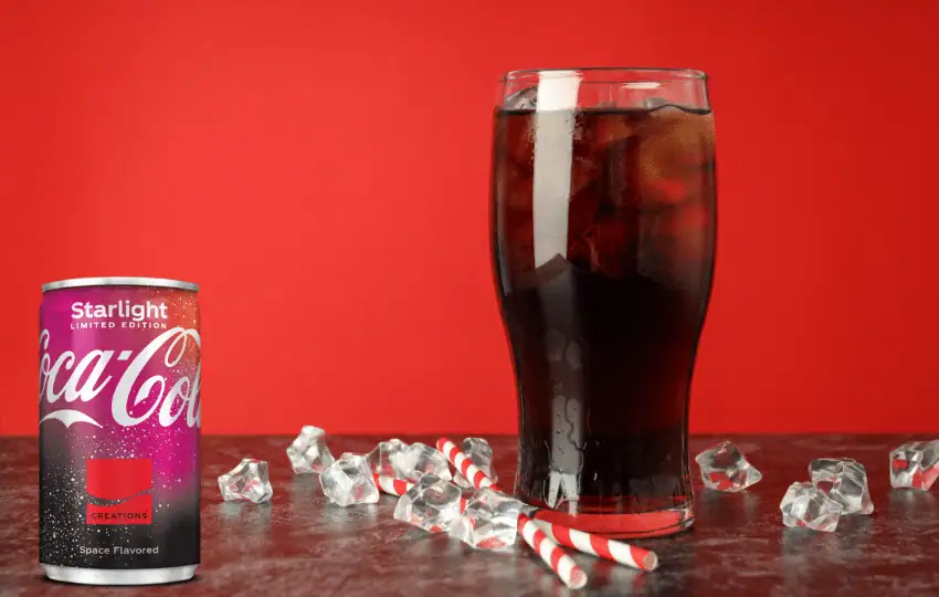 coca cola starlight has a cherry wine-like color and is spaced-flavored. 