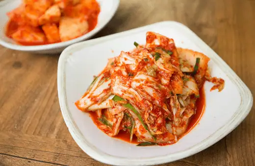 kimchi is apopular korean dish and the taste are sweet and spicy.