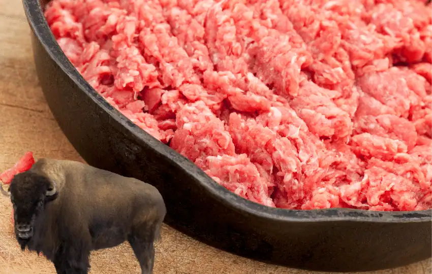 Bison meat, also known as Buffalo meat, is the lean, red meat of the American Bison. It is a highly nutritious and flavorful meat that tastes similar to beef.